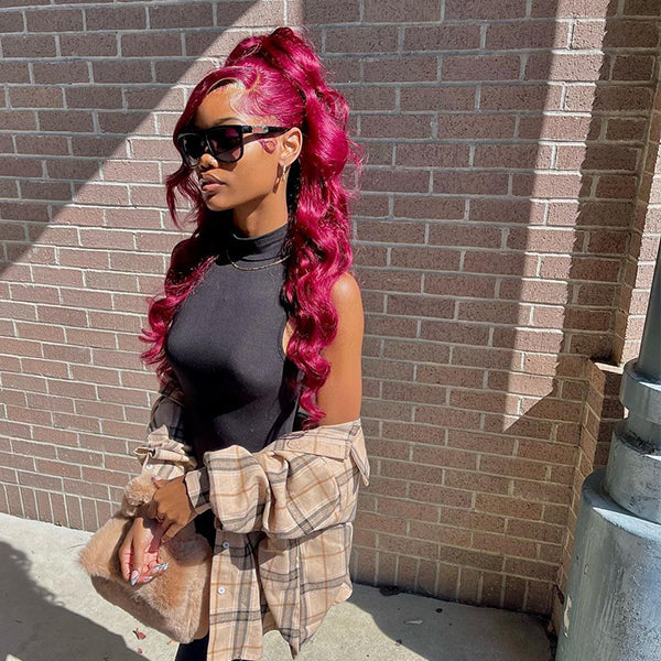 HD Transparent 99J Blonde Skunk Stripe Lace Frontal Wig Body Wave 26inch 13x4 Front Wig Same Hair With Influencer @i_kayd_
