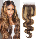 HD Transparent Highlight Body Wave Closure 4x4 Human Hair Lace Closure with Baby Hair - LollyHair