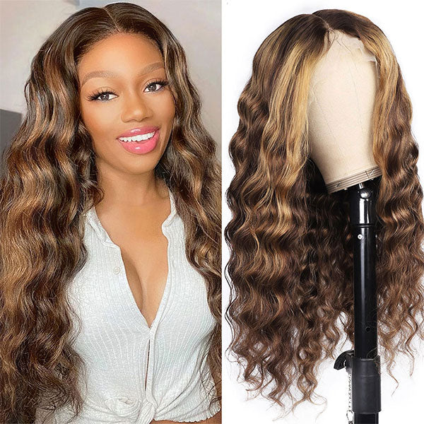 Highlight Loose Deep Wave Frontal Wig Human Hair Wig 13x4 Lace Front WIg P4/27 4x4 Closure Wig - LollyHair
