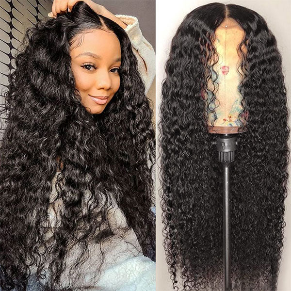 28inch Water Wave Lace Front Wig 4x4 HD Lace Frontal Wig Human Hair Wigs for Women - LollyHair