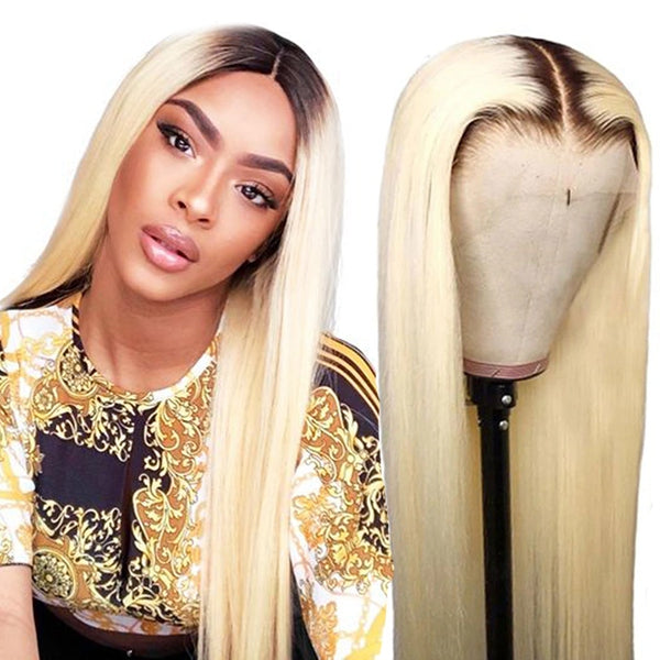 1B 613 Blonde Wig 13x4 HD Lace Front Wig Bone Straight Wig Human Hair Wig - LollyHair