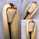 1B 613 Blonde Ombre Color 28 30 Inch Brazilian Straight Wig Lace Front Human Hair Wig - LollyHair