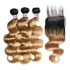 1B/27 Honey Blonde Body Wave Bundles With Closure Ombre Colored Hair Bundles With Closure - LollyHair