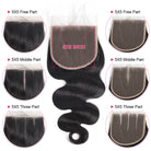 22 24 26 inch 5x5 HD Transparent Lace Closure Deep Part Body Wave Human Hair Closure - LollyHair