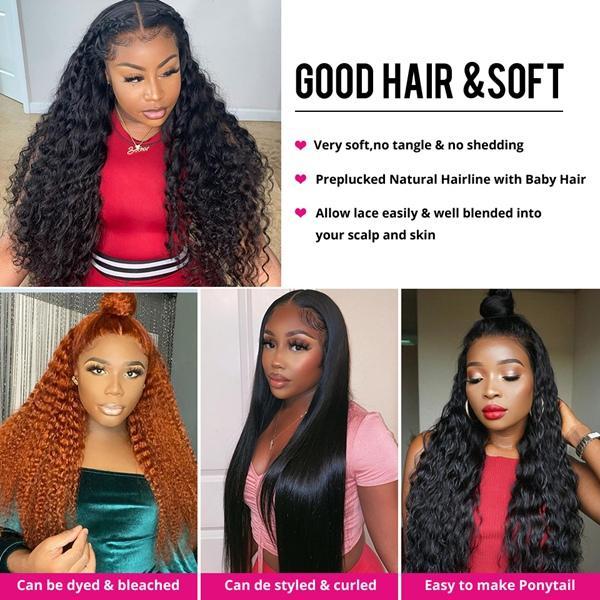 Glueless Deep Wave Closure Wig 4x4 HD Lace Closure Human Hair Wigs Dee