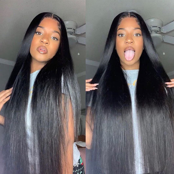 40 inch Long Glueless Wigs 13x4 HD Lace Front Human Hair Wigs 250 Density Straight Lace Frontal Wigs