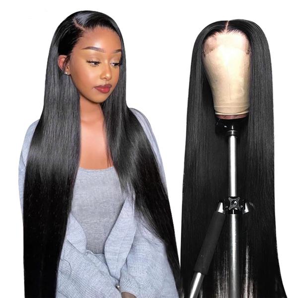 250 Density 40 Inch Long Lace Front Wig Straight Human Hair Wigs 4x4 Lace Closure Wigs