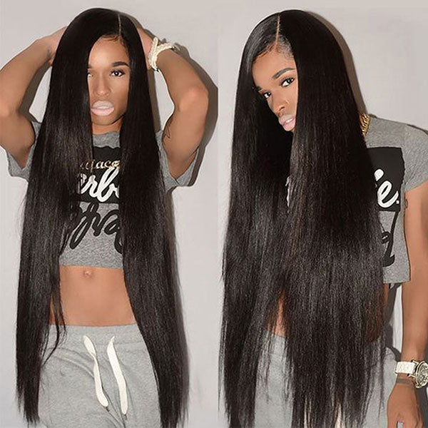 28 30 32 34 36 38 inches Bone Straight Lace Front Wig 13x4 HD Transparent Lace Frontal Wig - LollyHair