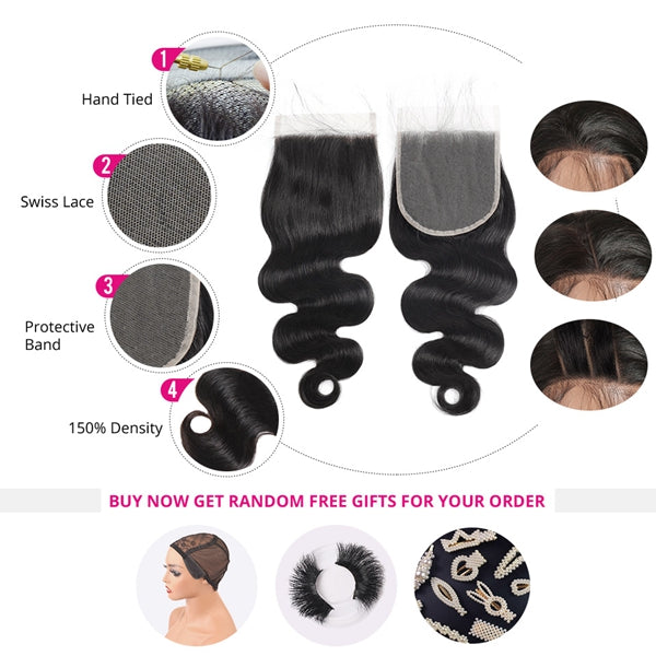Ship from US Warehouse] Body Wave 3 Bundles with Closure Brazilian