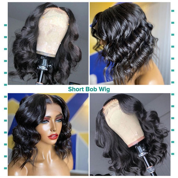 Short Bob Wig 13x4 Loose Wave Bob Wig Lace Front Human Hair Wigs 4x4 Lace Closure Bob Wig - LollyHair