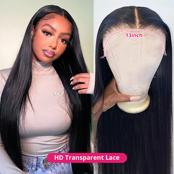 13x6 Straight HD Lace Front Human Hair Wigs 5x5 Lace Closure Wig Pre Plucked