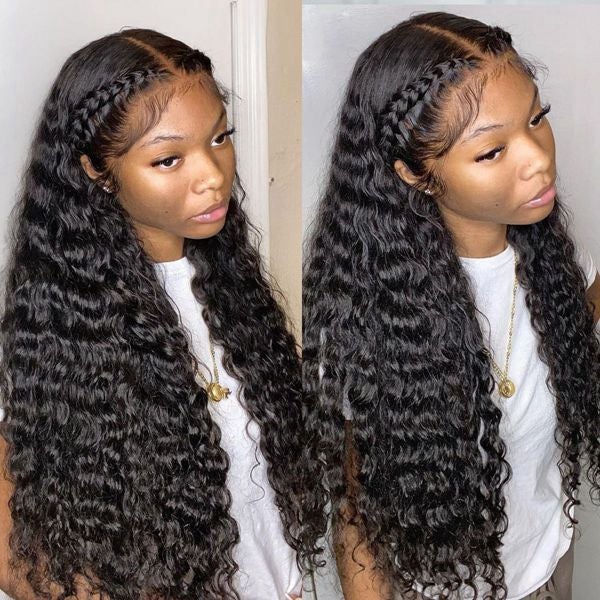 Lolly Deep Wave 13x4 Invisible HD Lace Front Wigs Pre Plucked Glueless Human Hair Wigs