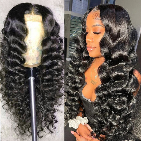 30 Inch Loose Wave HD Lace 4x4 Closure Wig Human Hair Pre Plucked Glueless Lace Wig