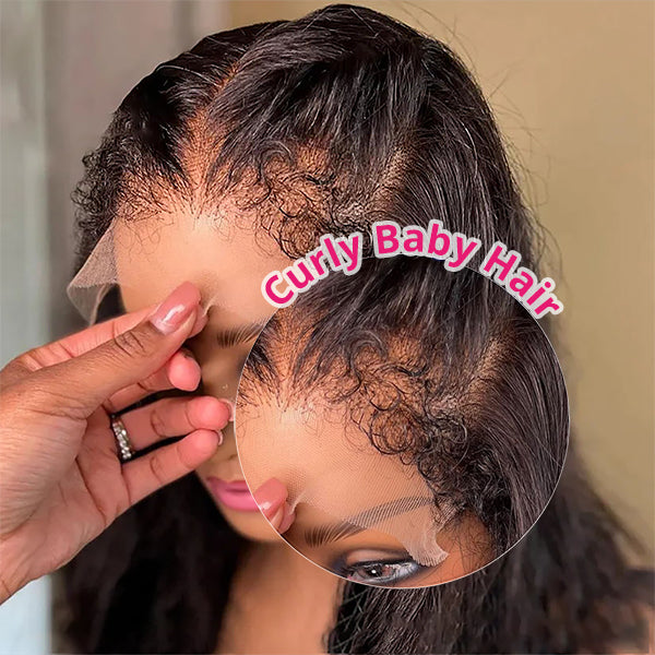 30 Inch Type 4C Hairline Edges Wigs Body Wave 13x4 HD Lace Front Human Hair Wigs Pre Plucked