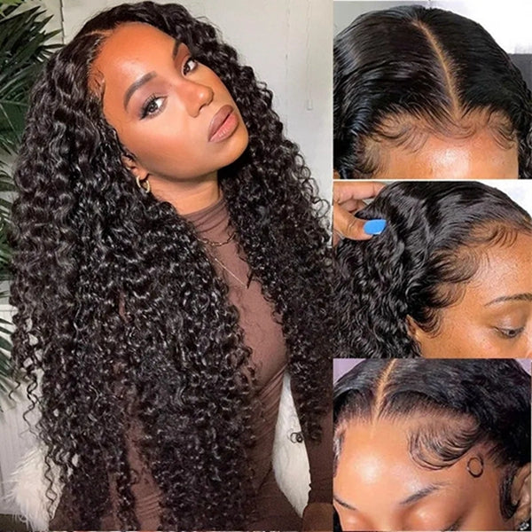 30 inch Deep Wave Frontal Wig 13x6 Real HD Lace Wig Curly Human Hair Wig For Women