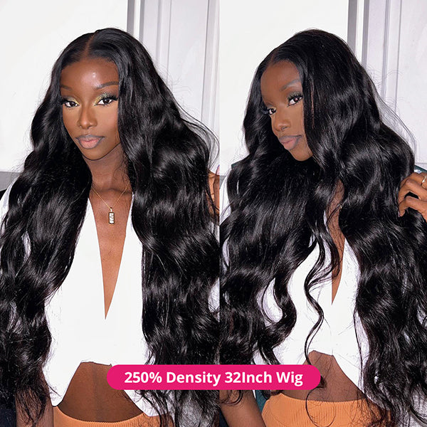 30 32 inch Glueless Body Wave Human Hair Wigs 4x4 HD Transparent Lace Closure Wigs Pre Plucked