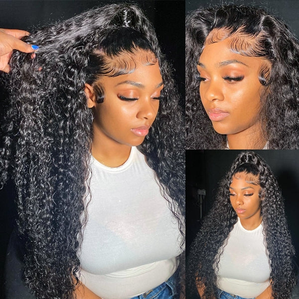 30 40 Inch Long Deep Wave Frontal Wig 13x6 HD Lace Front Wig 250
