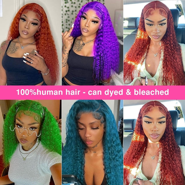 30Inch Curly 613 Lace Frontal Wig Pre Plucked HD Deep Wave Blonde Lace Front Wig Human Hair