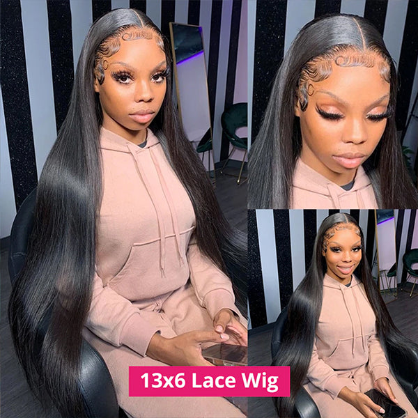 30 inch 13x6 Straight HD Transparent Lace Front Human Hair Wigs 4x4 5x5 Lace Closure Wigs