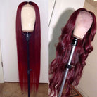 99J Lace Front Wig Burgundy Body Wave Human Hair Wigs HD Red Frontal Wig - LollyHair