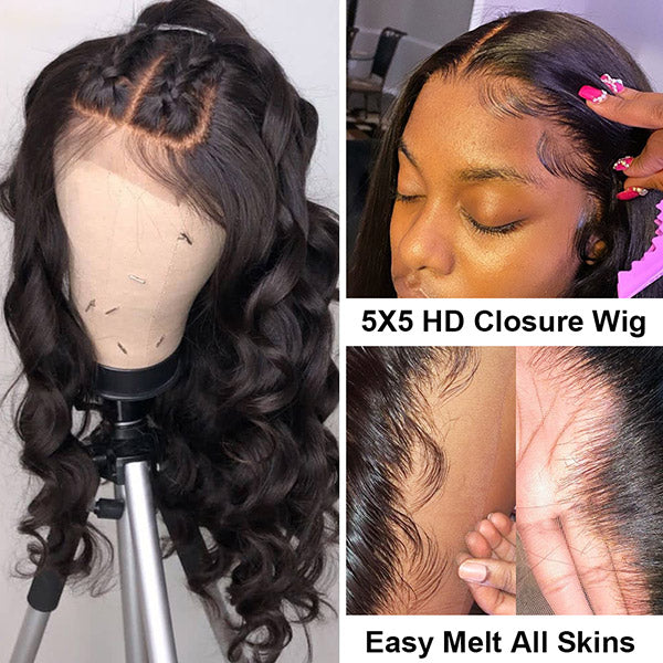 Loose Wave Closure Wig 4X4 Lace Closure 250% Density Human Hair Wigs Pre Plucked For Black Woman - LollyHair