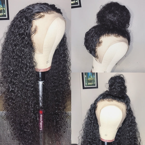 360 HD Transaprent Full Lace Frontal Wig 30 inch Kinky Curly Human Hair Wigs
