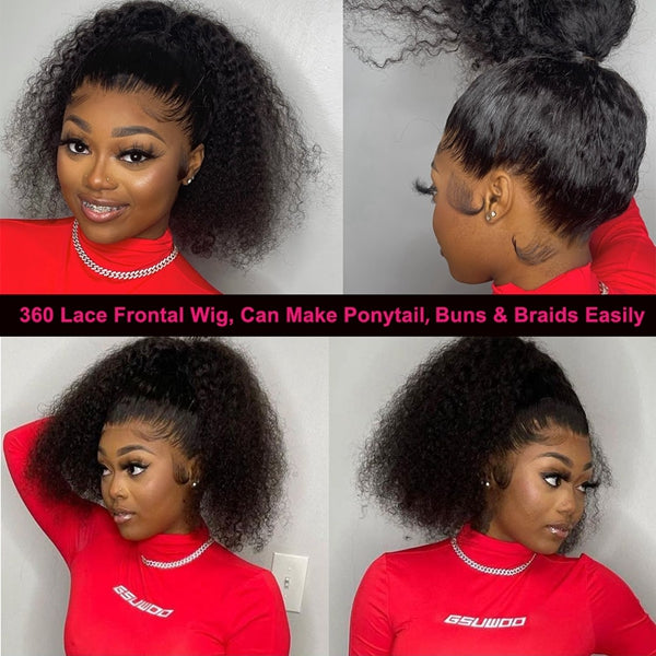 360 HD Transaprent Full Lace Frontal Wig 30 inch Kinky Curly Human Hair Wigs