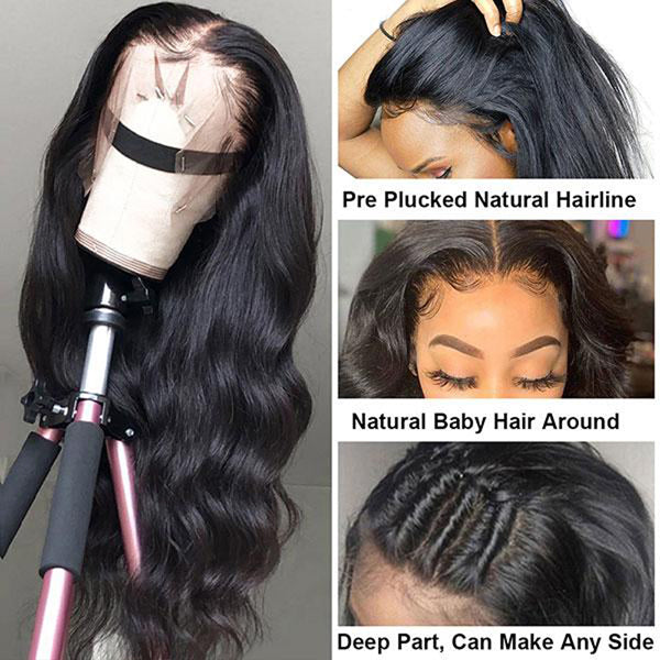 13x6 Lace Front Wig Pre Plucked Long Body Wave Human Hair Wigs 38 40 inch