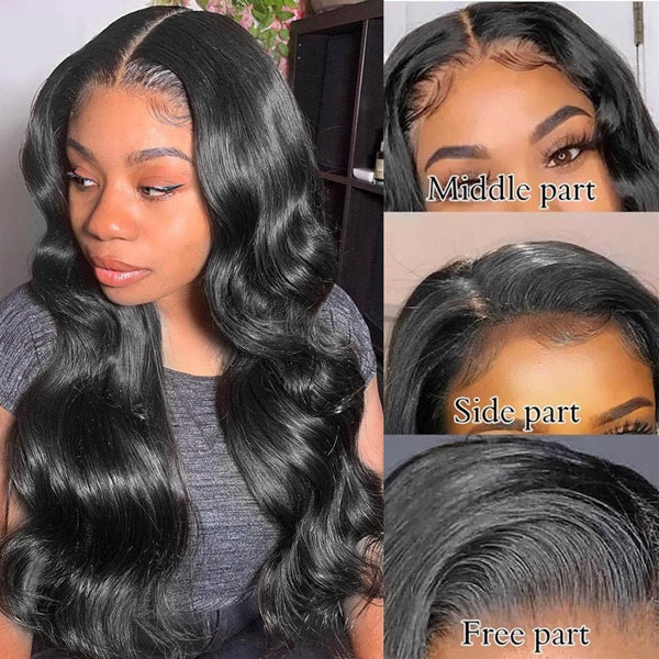 13x6 Lace Front Wig Pre Plucked Long Body Wave Human Hair Wigs 38 40 inch