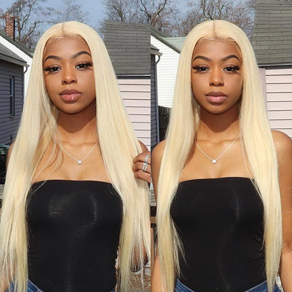 28 30 Inch 13x6 HD 613 Lace Frontal Wig Bone Straight Blonde Wig Human Hair Wigs for Women - LollyHair