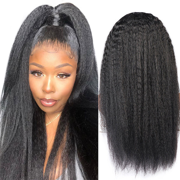Yaki Human Hair Wig 13x4x1 HD Transparent Lace Wigs Kinky Straight Hair - LollyHair