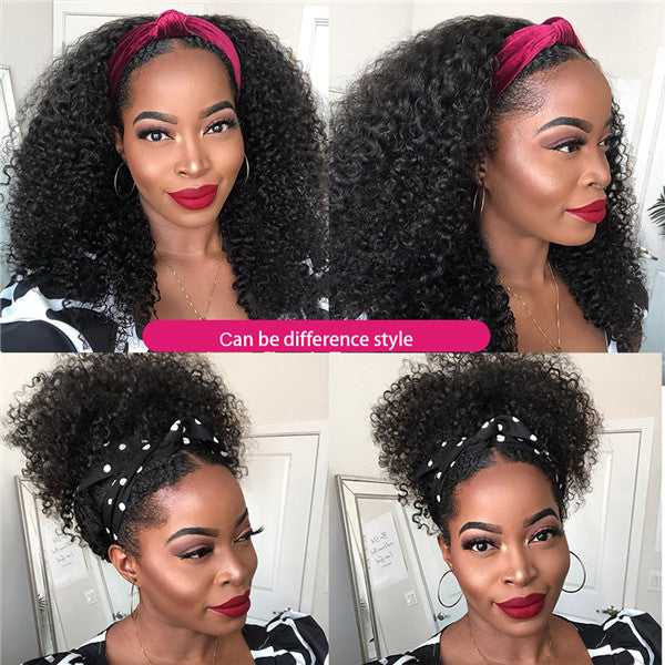 Curly Hair Headband Wig Human Hair Half Wig - LollyHair