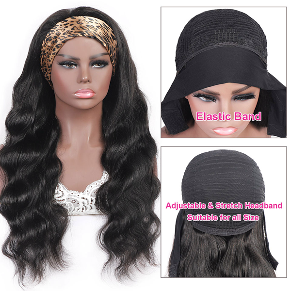 Body Wave Grip Headband Scarf Wig Human Hair Glueless Wigs - LollyHair