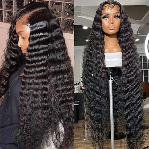 40 Inch Loose Deep Wave Wig 13x4 Lace Frontal Wigs Pre Plucked HD Tran ...