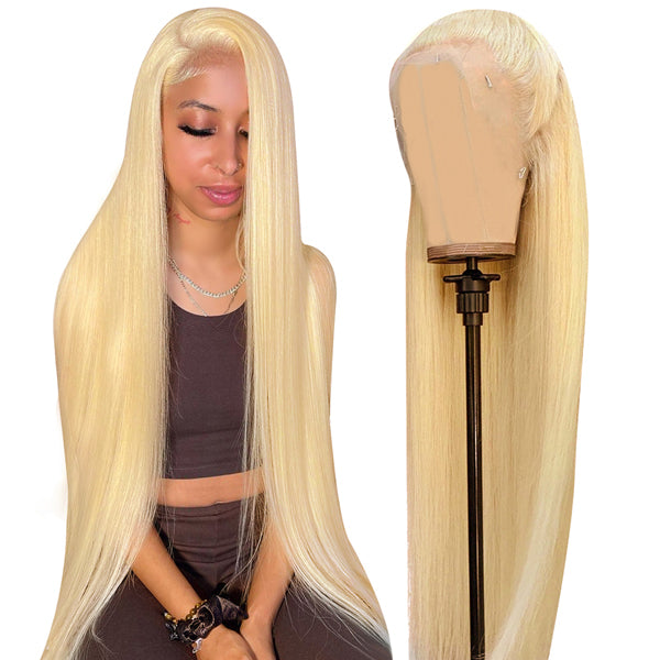 40 inch HD 613 Blonde Lace Front Wig Human Hair Transparent 13x4 Straight Lace Front Wig -