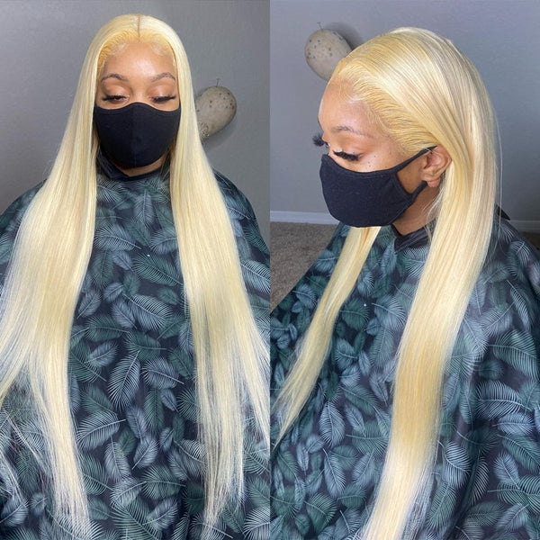 40 inch HD 613 Blonde Lace Front Wig Human Hair Transparent 13x4 Straight Lace Front Wig - LollyHair