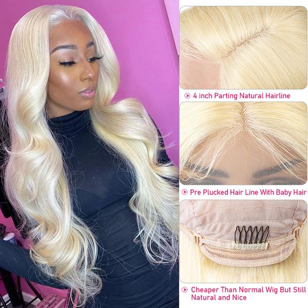 40 inch 613 Blonde Body Wave Lace Front Wig HD Long Human Hair Wigs