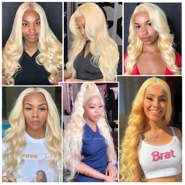 40 inch 613 Blonde Body Wave Lace Front Wig HD Long Human Hair Wigs