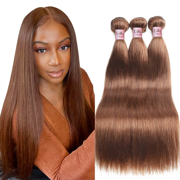 #4 Medium Brown Straight Hair Bundles Virgin Human Hair Weave 3 Bundles