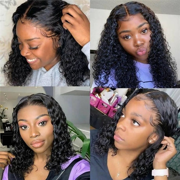 13x4 Deep Wave Frontal Wig Lace Front Human Hair Wigs Pre Plucked Curly Human Hair Wig - LollyHair