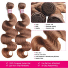 Ombre Hair Bundles with Closure 4# Light Brown Body Wave Human Hair Bundles with 4x4 Lace Closure - LollyHair