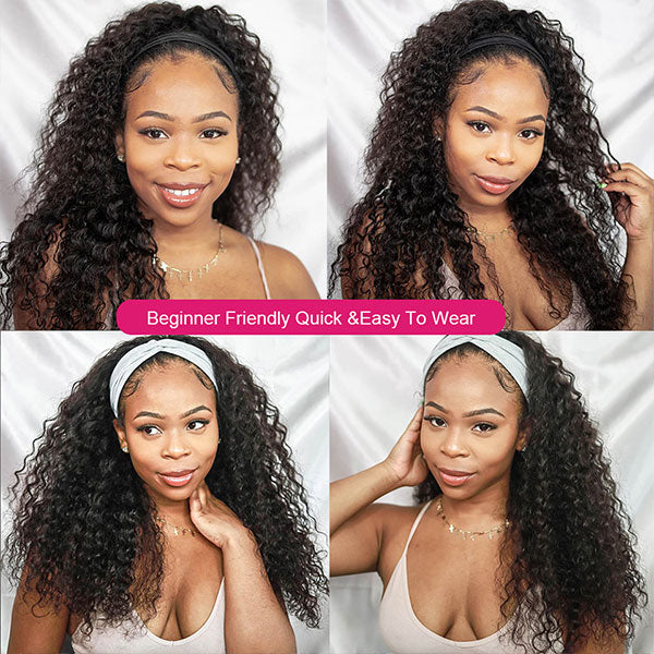 Glueless Afro Kinky Curly Headband Wig Human Hair for Women Brazilian Hair Wigs - LollyHair