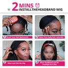 Headband Wig Virgin Human Hair Straight Hair Wigs Fashion Half Wig - LollyHair