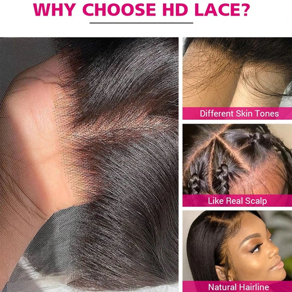 5x5 HD Lace Closure with Bundles Straight Weave Virgin Human Hair Bundles