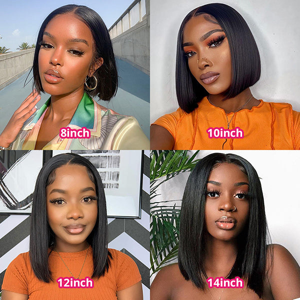 Invisible Glueless 13x4 HD Lace Front Wig Straight Short Bob Human Hair Wigs 5x5 Lace Closure Wigs