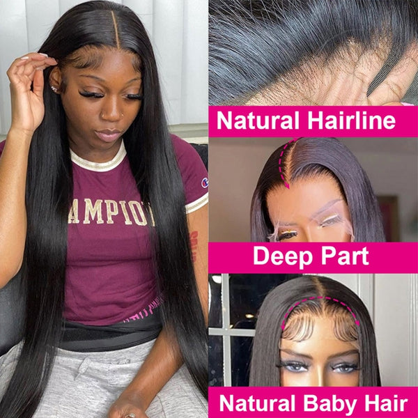 5x5 HD Lace Closure Wig Straight Lace Front Wigs for Women 40 inch Long Human Hair Wigs