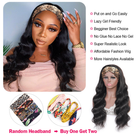 Body Wave Grip Headband Scarf Wig Human Hair Glueless Wigs - LollyHair