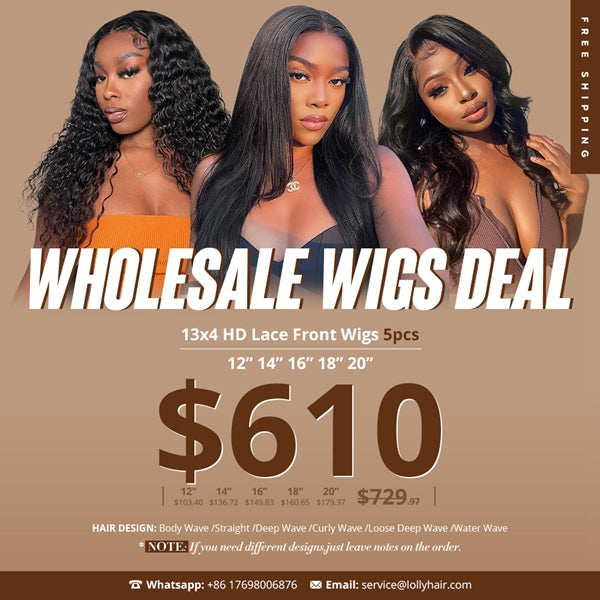 $610 Wholesale Human Hair Wigs Pack Deal 13x4 HD Lace front Wig 12 14 16 18 20 inch 5pcs