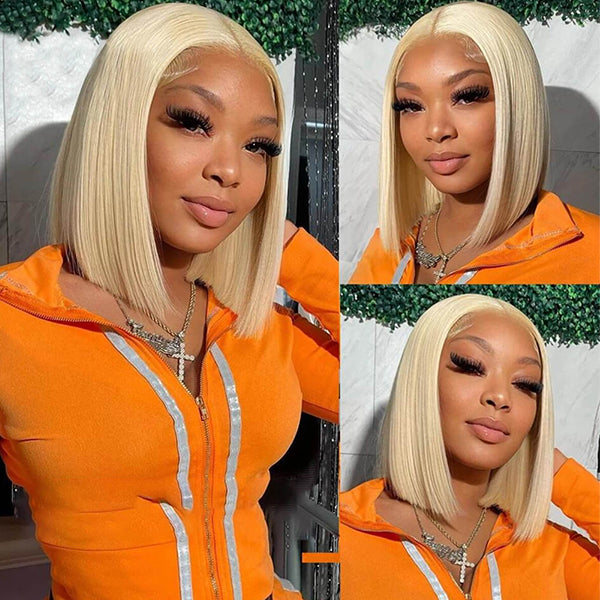 613 Blonde Bob Wig Straight 13x4 HD Lace Front Human Hair Wigs