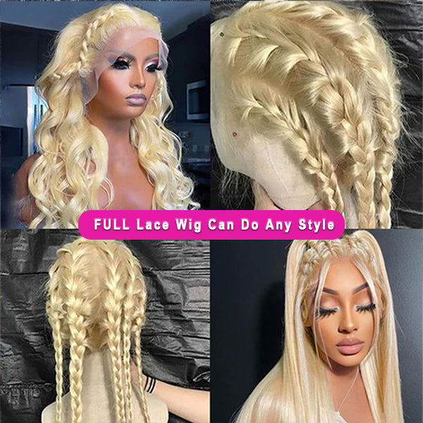 613 Blonde Full Lace Front Wig Human Hair 250% Density Body Wave 360 Full Lace Frontal Wigs For Women